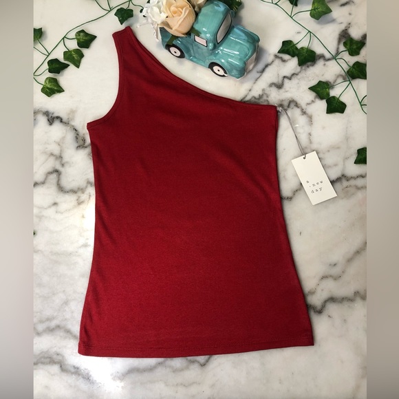 a new day Tops Womens Slim Fit One Shoulder Ribbed Tank Top Poshmark